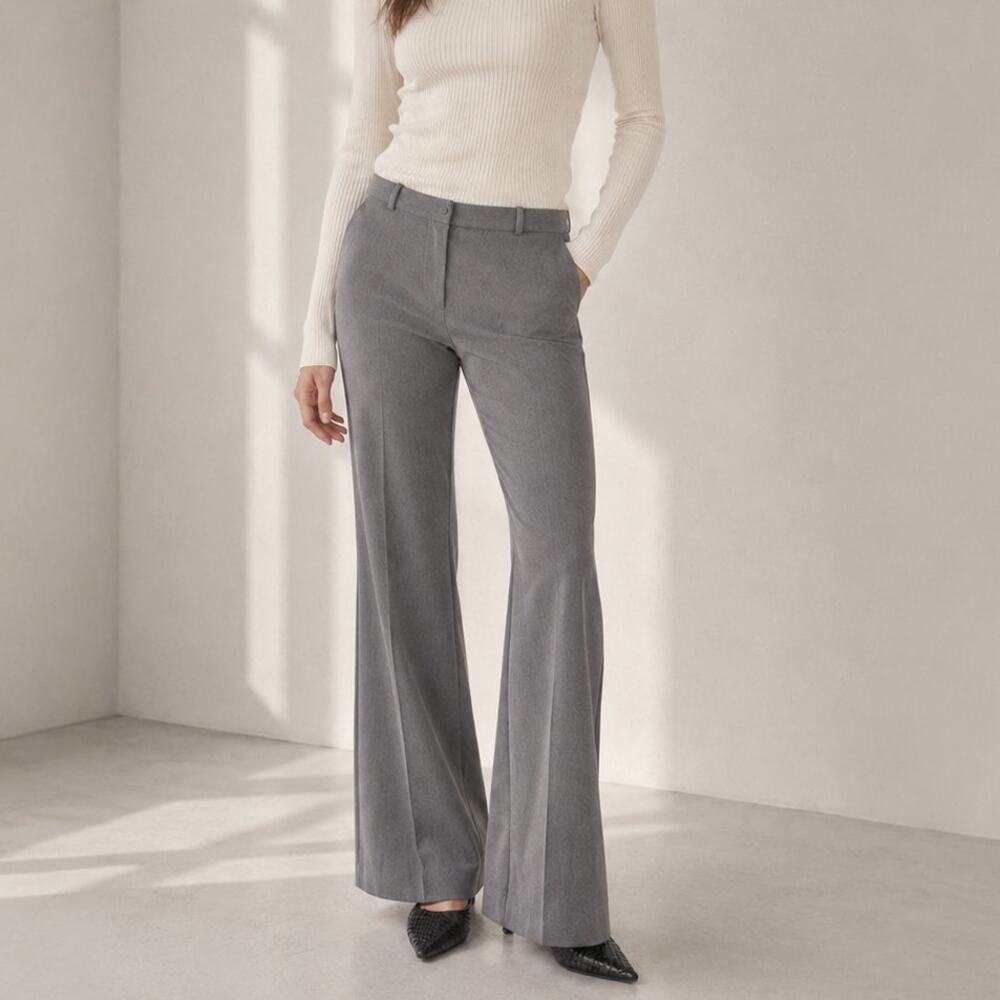 NWT Reformation Gray Millie Mid-rise Flared Leg Full Length Pants, size 6